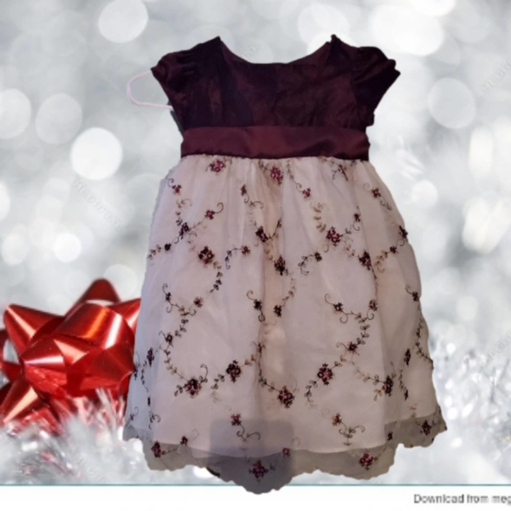 La Princess Christmas Holiday Velvet Floral Dress Size 3T